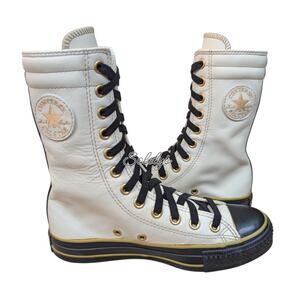 Converse 2004 Vintage XHI Calf High Leather Ivory Black Gold Sneaker 5.5 NEW
